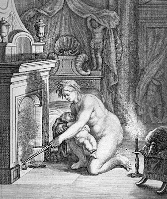 Thetis tries to burn away Achilles' mortal nature